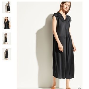 Vince black silk drape dress
